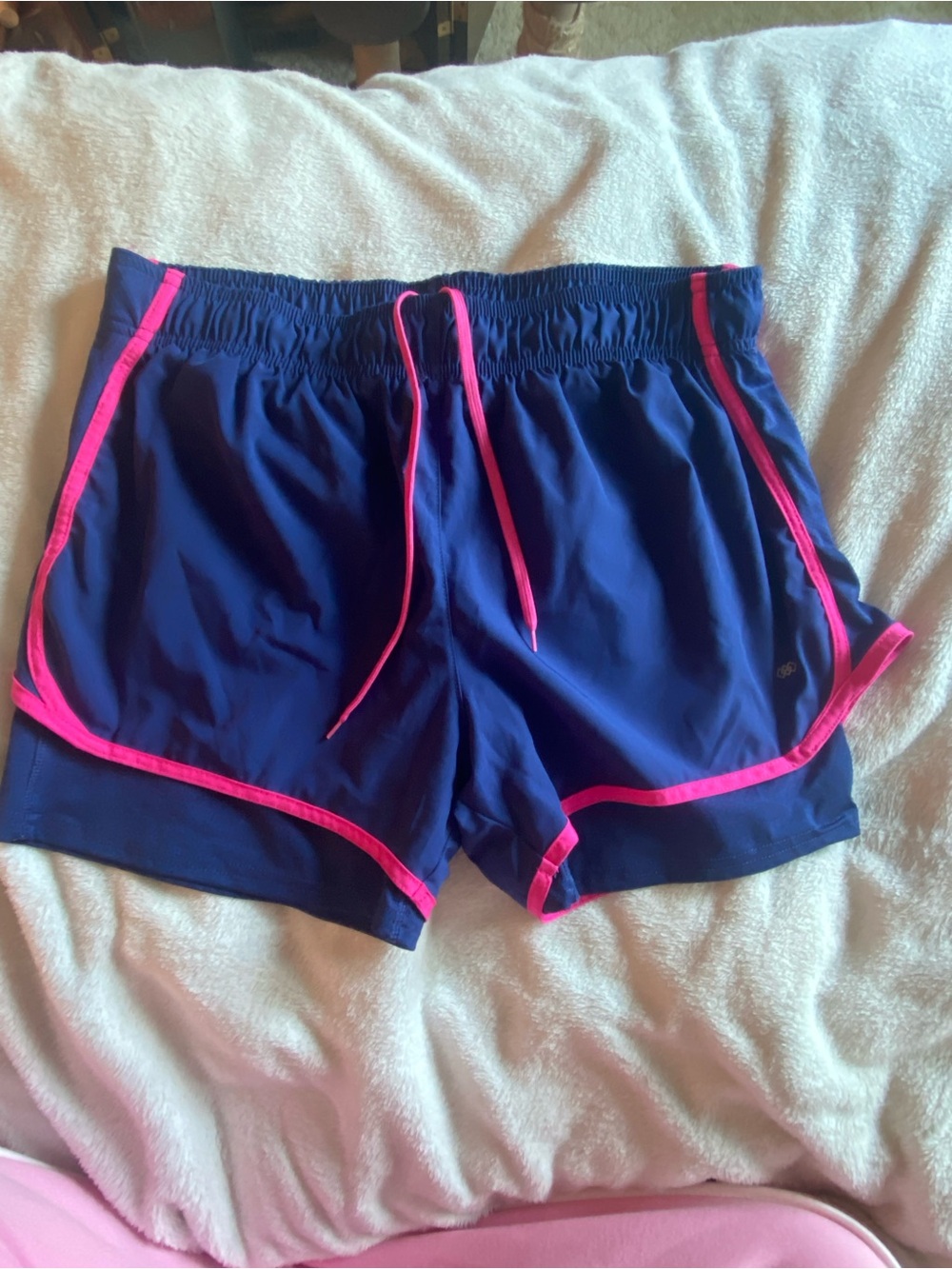 LEG3ND Women’s L Athletic Running Shorts Built In Liner Blue Pink